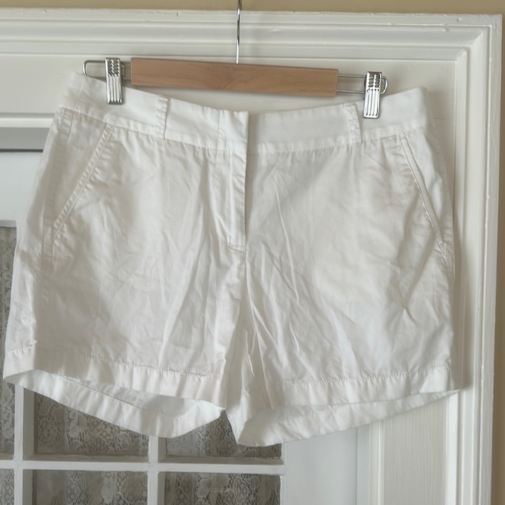 J Crew white cotton chino shorts.  Size 8